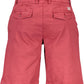 Red Cotton Bermuda Shorts with Logo Embroidery