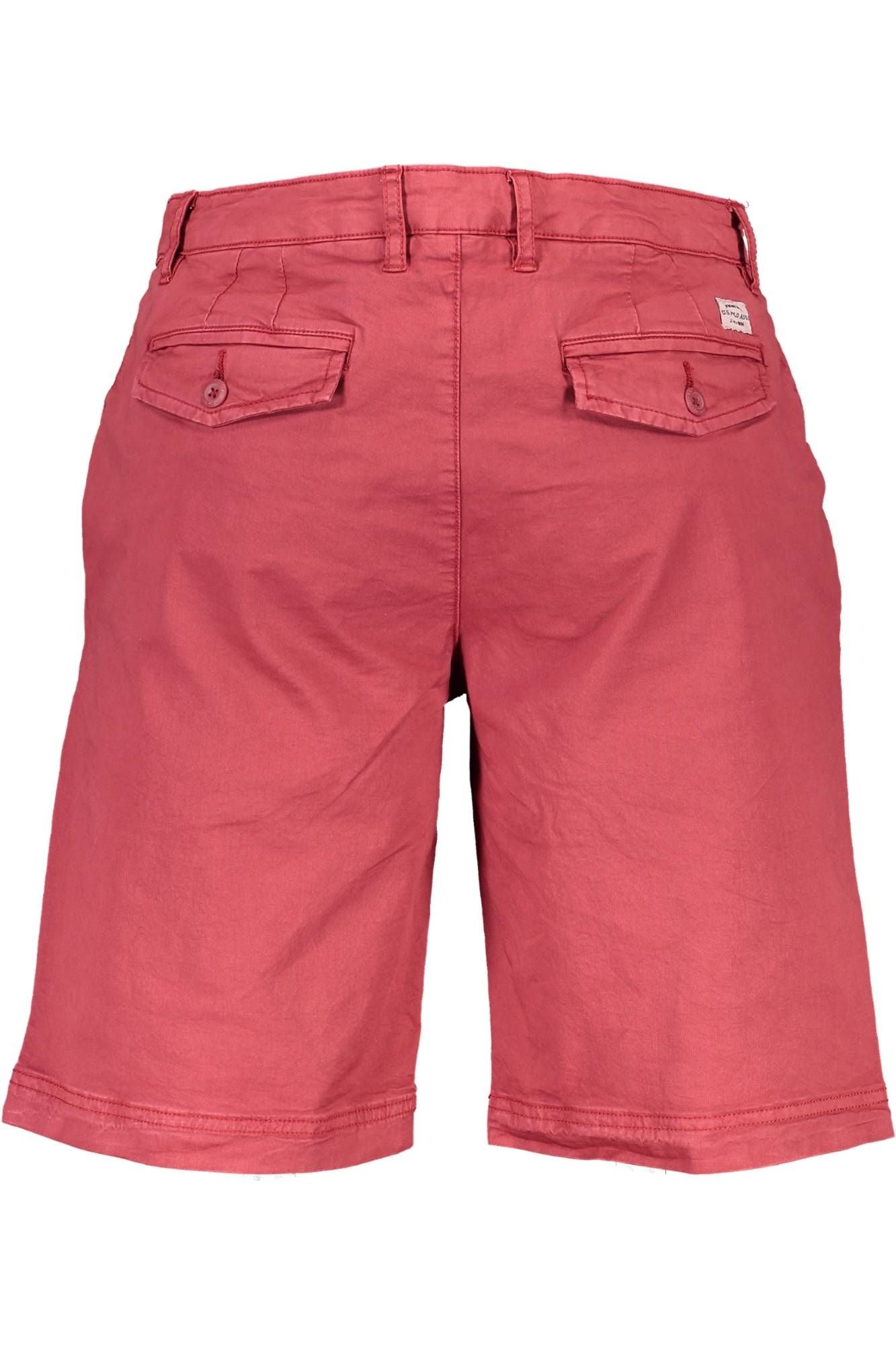 Red Cotton Bermuda Shorts with Logo Embroidery