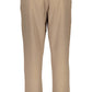Beige Elastic Waistband Trousers with Logo