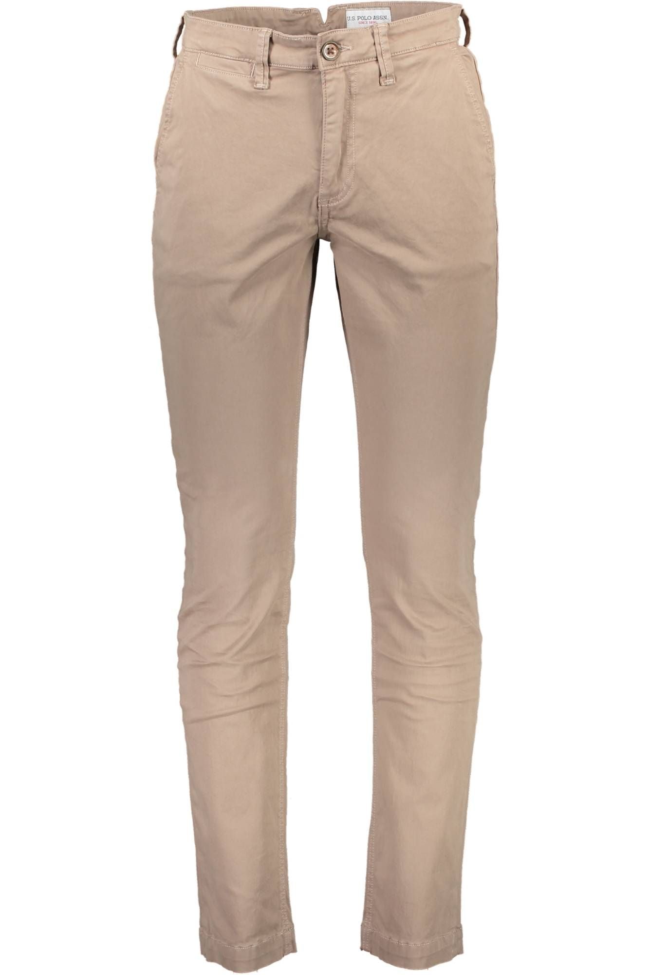 Beige Cotton Trousers with Iconic Logo