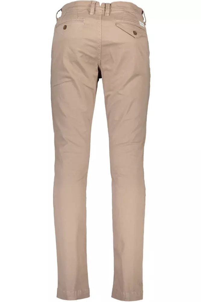 Chic Beige Cotton Stretch Trousers