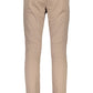 Beige Cotton Trousers with Iconic Logo