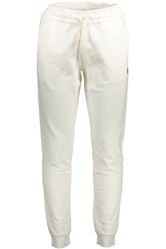 Chic White Cotton Sports Pants with Ankle Cuff