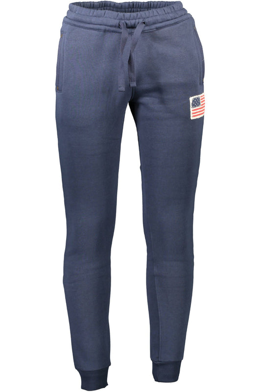 Chic Blue Cotton Sports Trousers with Logo Detail