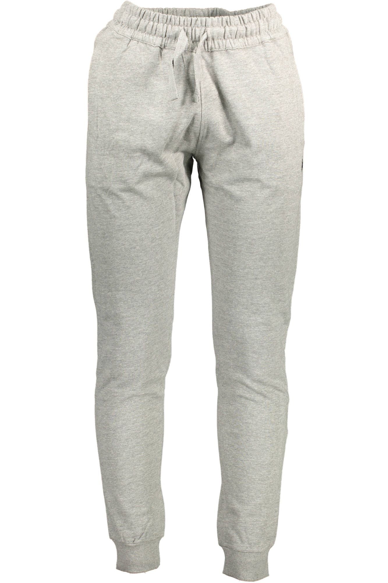 Chic Gray Sports Pants with Elegant Embroidery