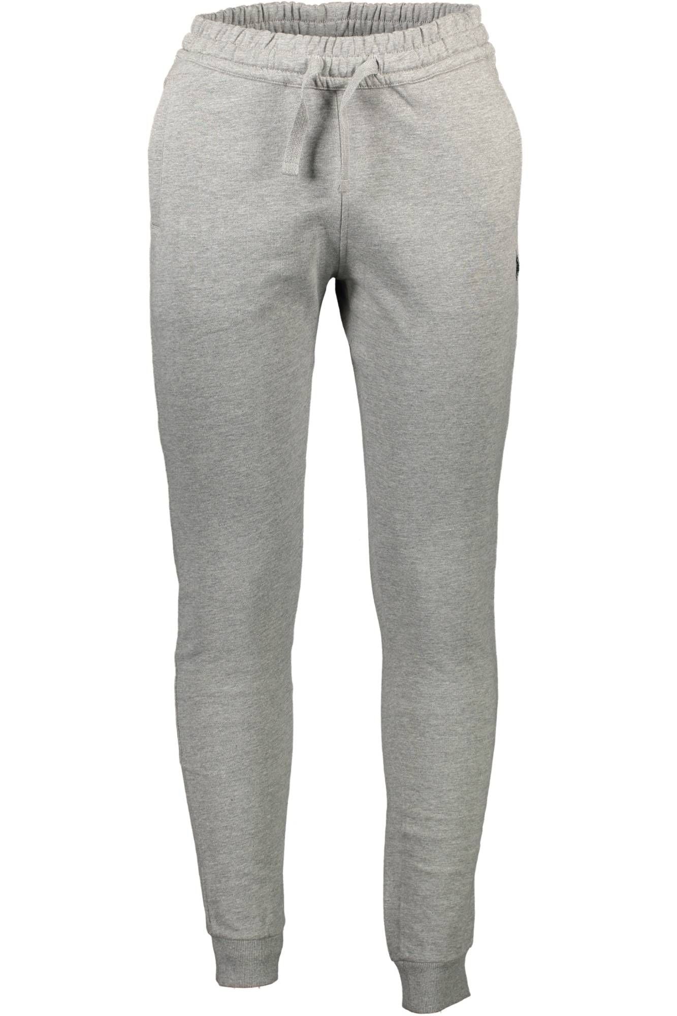 Chic Gray Sports Trousers with Embroidery Detail