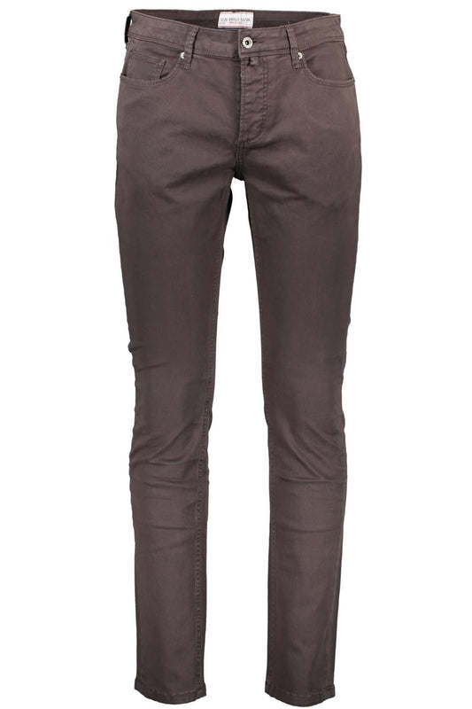 Elegant Brown Cotton Trousers with Logo Detail