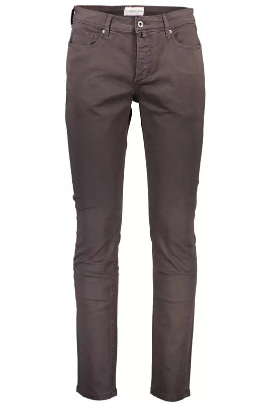 Elegant Brown Cotton Blend Trousers