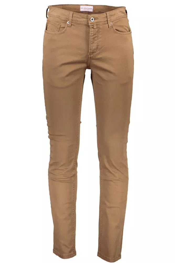 Chic Brown Cotton Blend Trousers