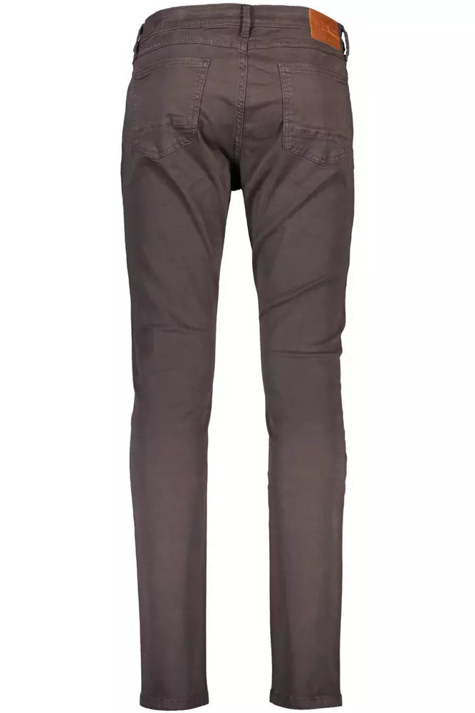 Elegant Brown Cotton Blend Trousers