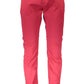 Chic Red Cotton Trousers with Logo Detail