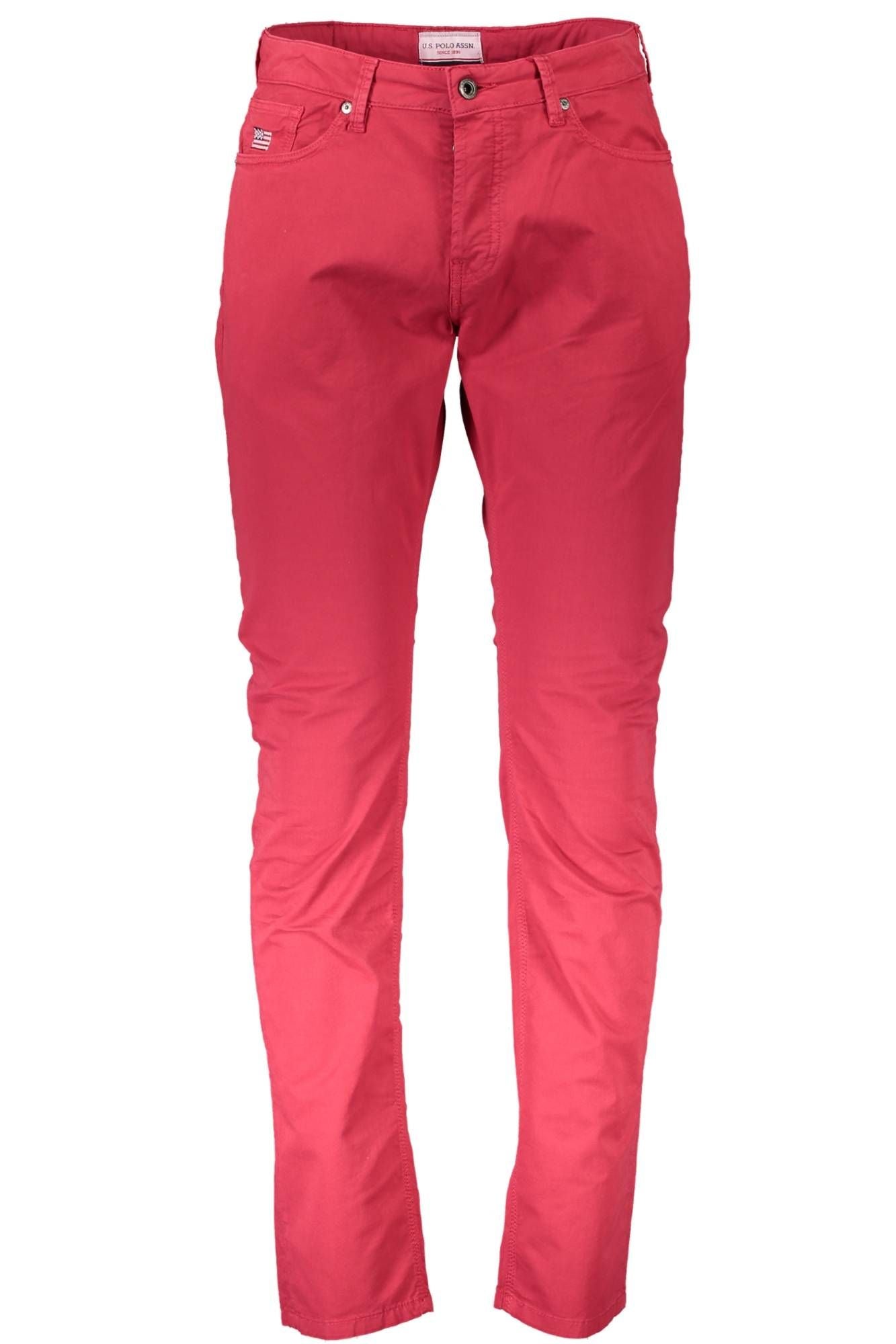 Chic Red Cotton Trousers with Logo Detail