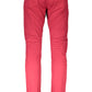 Chic Red Cotton Trousers with Logo Detail