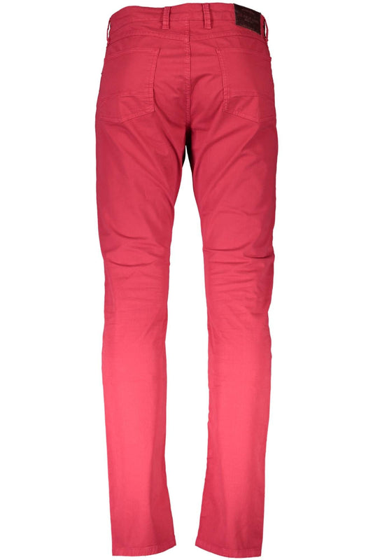 Chic Red Cotton Trousers with Logo Detail