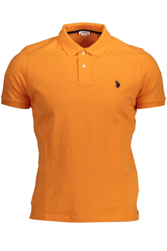 Orange Embroidered Cotton Polo Shirt