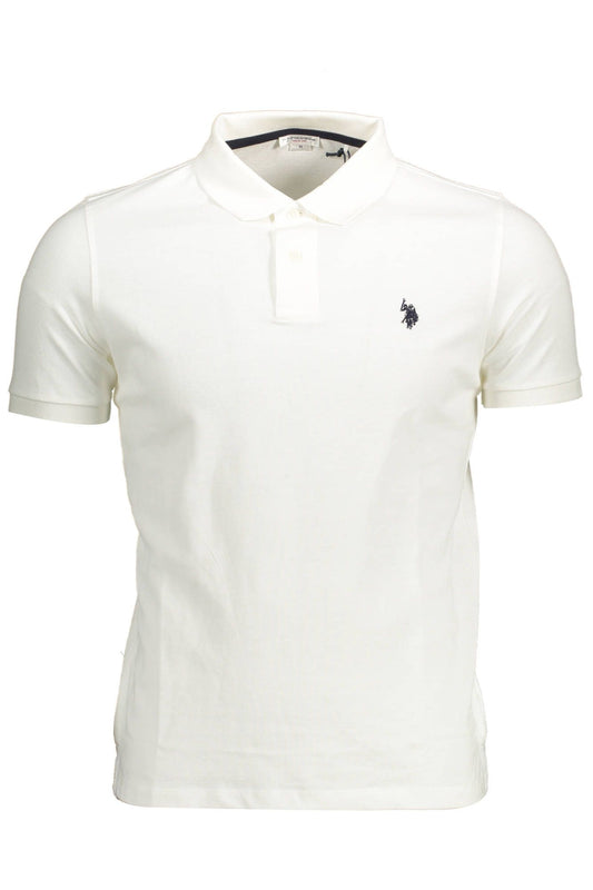Elegant White Embroidered Polo Shirt
