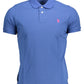 Chic Blue Cotton Polo Shirt with Embroidery