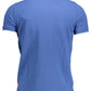 Chic Blue Cotton Polo Shirt with Embroidery