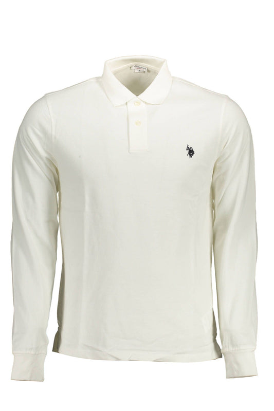 Elegant Long-Sleeved White Polo Shirt