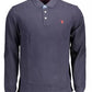 Classic Long-Sleeved Blue Polo with Elbow Patches