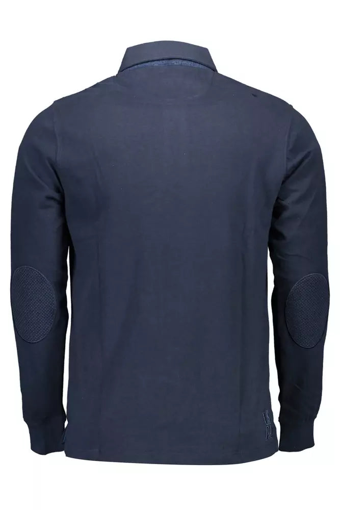 Elegant Long-Sleeved Polo with Elbow Patches