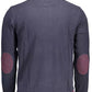 Classic Long-Sleeved Blue Polo with Elbow Patches