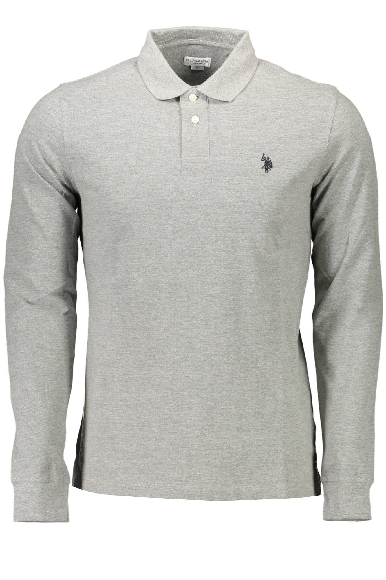 Classic Long-Sleeve Polo Shirt in Gray