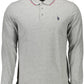 Elegant Long-Sleeved Gray Polo with Contrasting Details