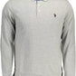 Chic Gray Long-Sleeve Polo with Elbow Patches