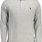 Elegant Gray Long-Sleeved Polo with Elbow Patches