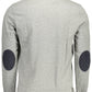 Elegant Gray Long-Sleeved Polo with Elbow Patches