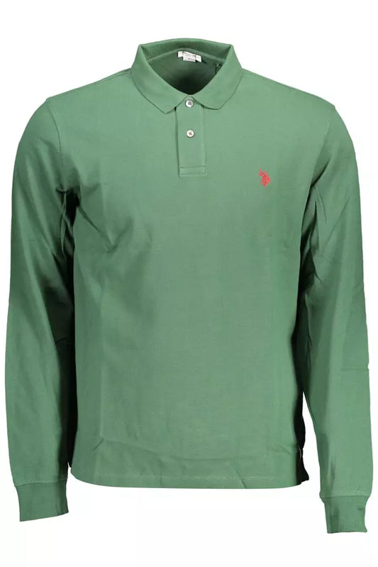 Classic Long-Sleeved Green Polo Shirt