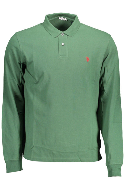 Elegant Long-Sleeve Green Polo Shirt