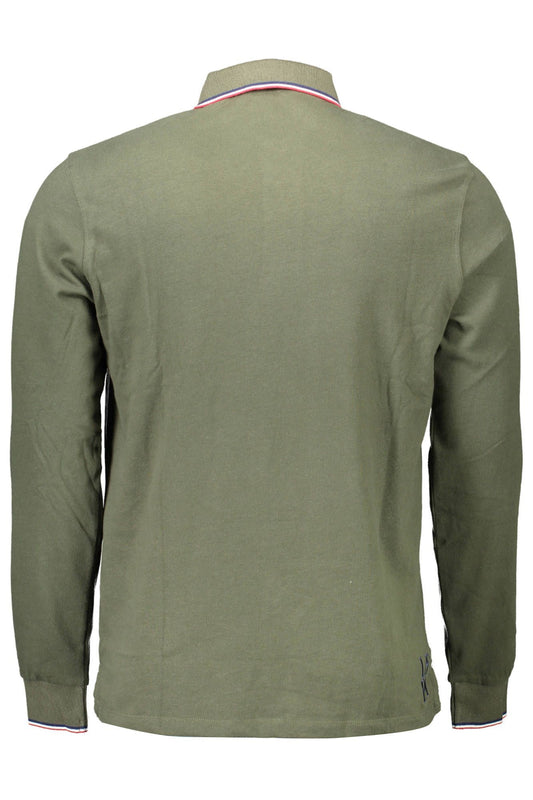 Elegant Long-Sleeved Green Polo Shirt