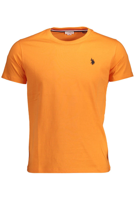 Vibrant Orange Embroidered Crew Neck Tee