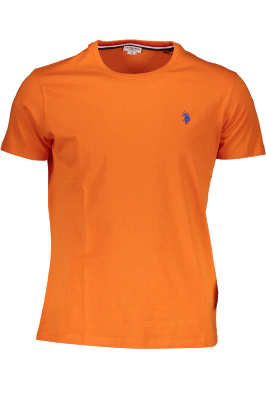 Radiant Orange Crew Neck Embroidered Tee