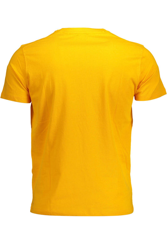 Vibrant Orange Crew Neck Embroidered Tee