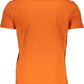 Radiant Orange Crew Neck Embroidered Tee