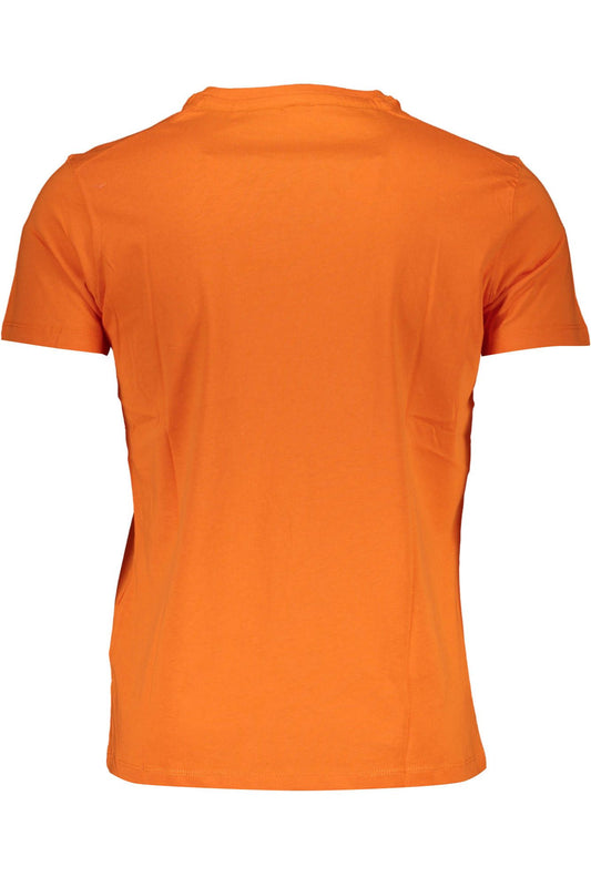 Radiant Orange Crew Neck Embroidered Tee