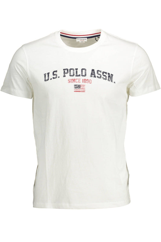 Crisp White Cotton Crew Neck Tee with Logo
