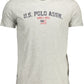 Elegant Gray Crew Neck Cotton Tee