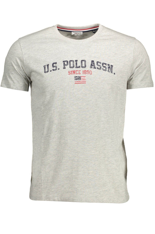 Elegant Gray Crew Neck Cotton Tee