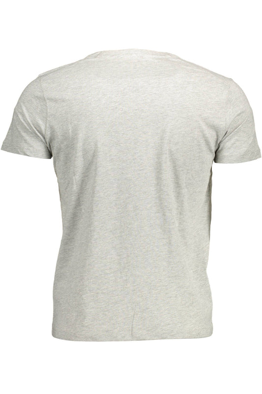 Elegant Gray Crew Neck Cotton Tee