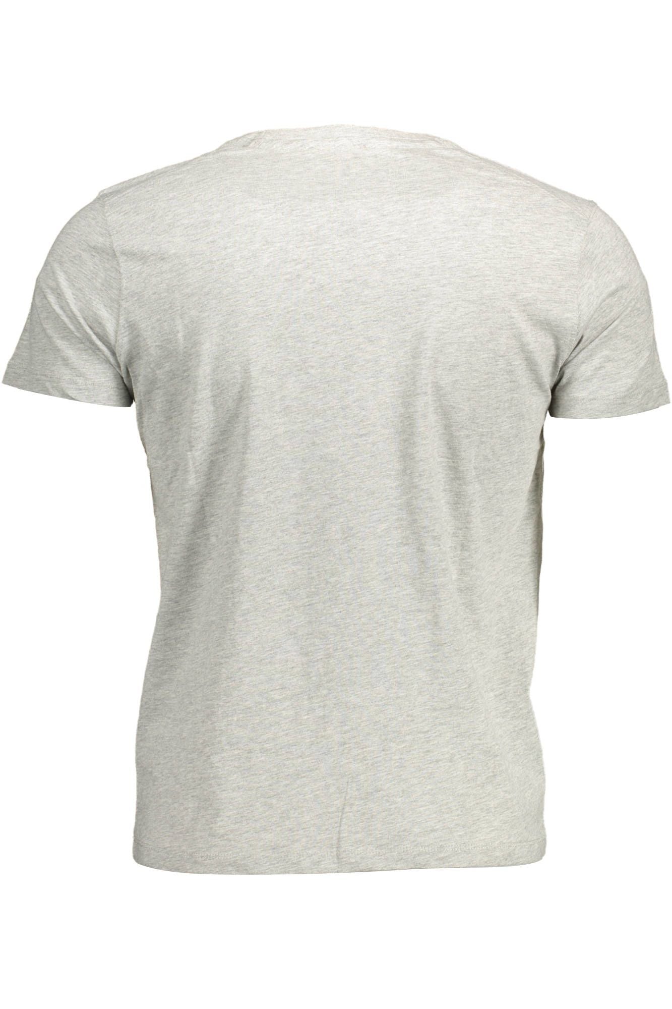 Elegant Gray Crew Neck Cotton Tee