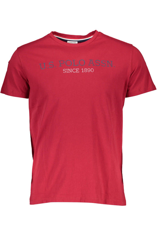 Elegant Red Crew Neck Cotton Tee