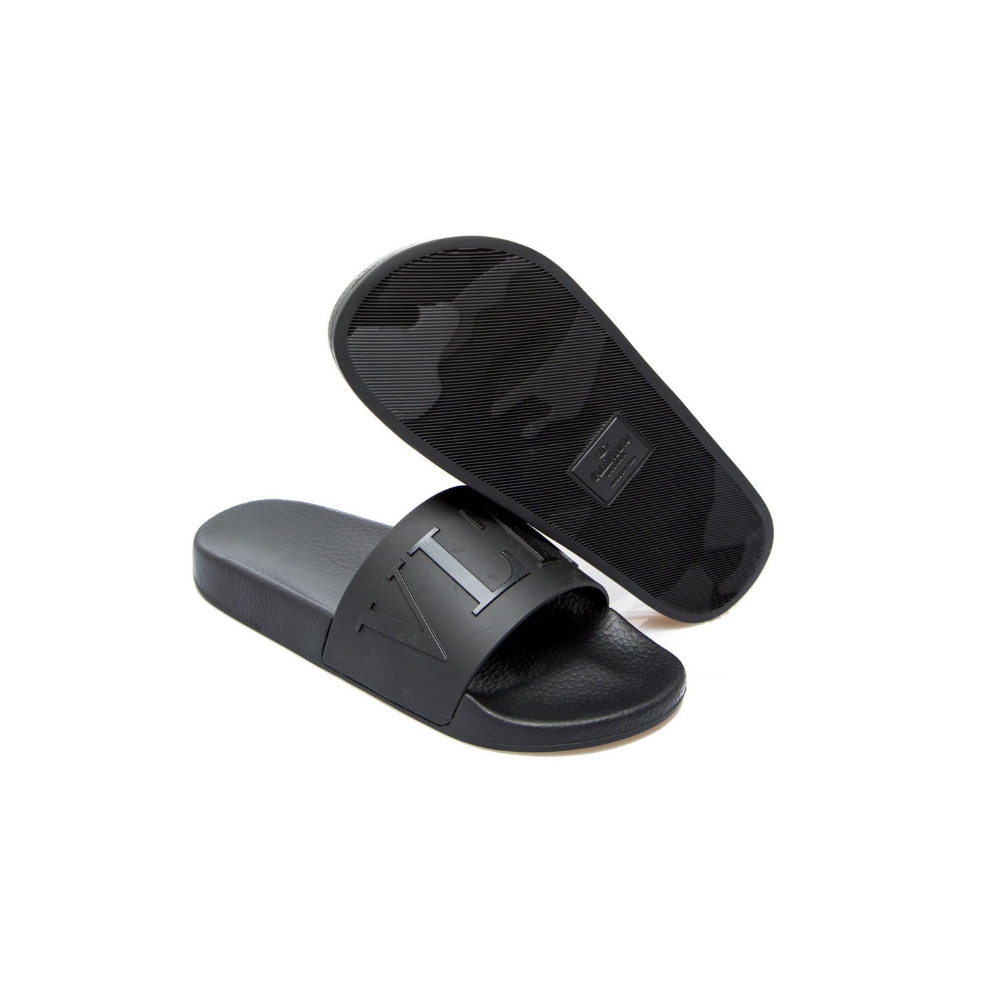 Chic Black Logo Slide Sandals