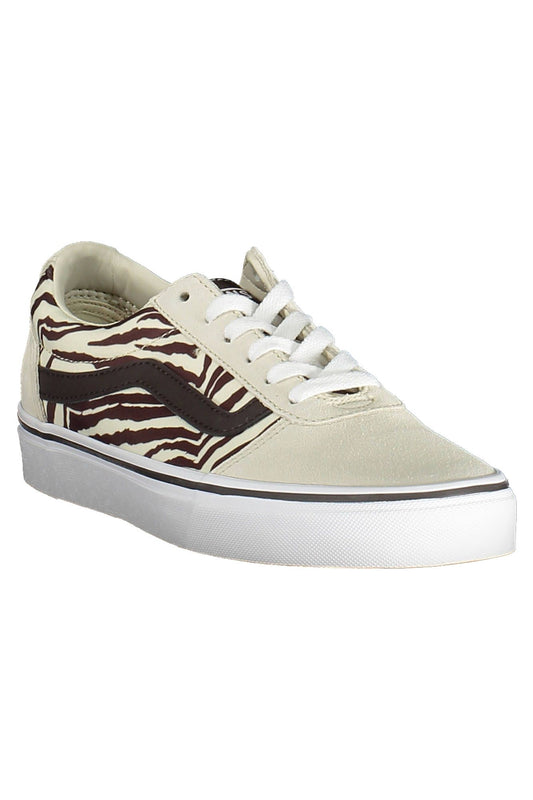 Beige Polyester Sneakers with Contrast Detail