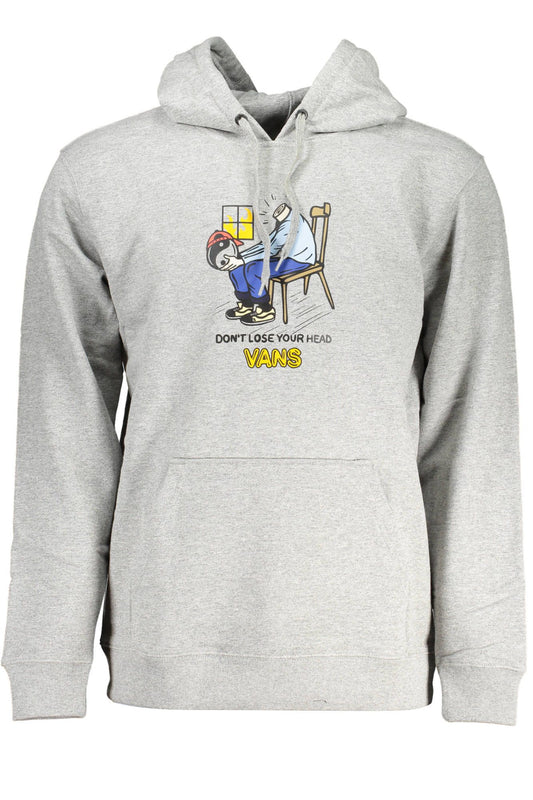 Gray Cotton Hooded Sweatshirt with Logo Print