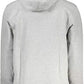 Sleek Gray Hooded Sweatshirt with Central Pocket