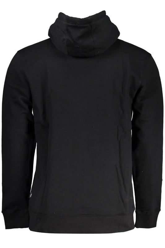 Sleek Black Hooded Sweatshirt with Central Pocket